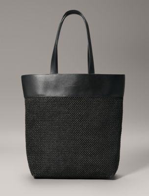 Summer Raffia Tote Bag, Black