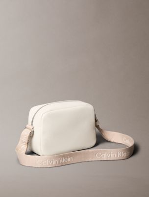 CALVIN KLEIN WHITE PRISM TOP ZIP CONVERTIBLE HOBO SHOULDER