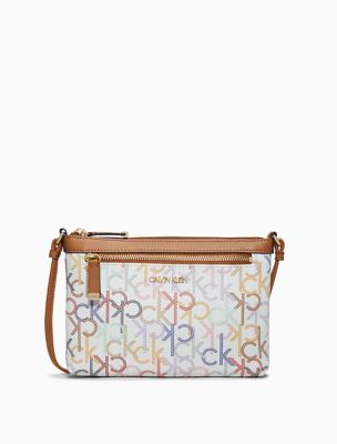 calvin klein monogram zip crossbody bag