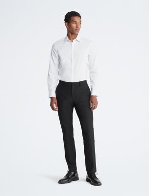 Calvin Klein Cotton Herringbone Slim Fit Dress Men Shirt - White