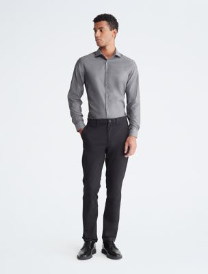Steel Slim Fit Solid Herringbone Button-Down Shirt | Calvin Klein USA