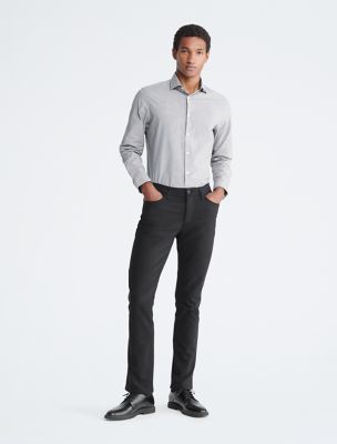 slim fit dress slacks Hi-Tie Brown Dress Shirt Solid Satin Men's Long Sleeve Dress Shirt, S main image 1