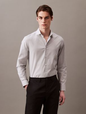 Steel Slim Fit Stripe Button-Down Shirt, Grey
