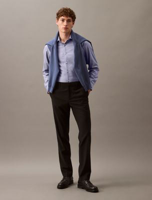 Steel Slim Fit Fine Stripe Button-Down Shirt, Stream