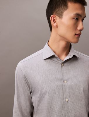 Steel Micro Star Slim Fit Button-Down Shirt, Carbon