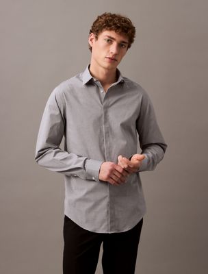 Steel Micro Check Slim Fit Button-Down Shirt, Carbon