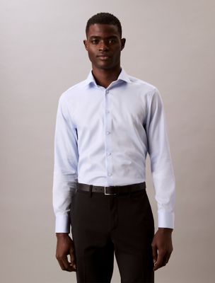 Steel Solid Slim Fit Button-Down Shirt, Blue