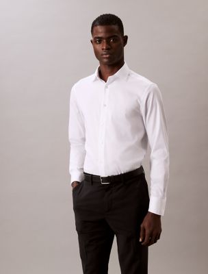 Steel Solid Slim Fit Button-Down Shirt, White