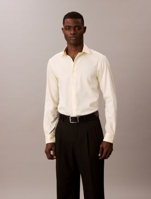 Steel Solid Slim Fit Button-Down Shirt, Yellow