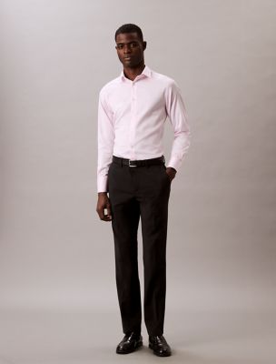 Cotton Stretch Slim Button-Down Shirt, Pale Pink