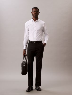 Cotton Stretch Slim Button-Down Shirt, Navy Dot