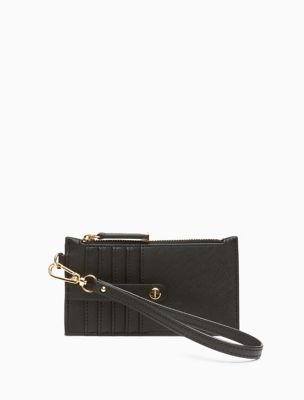 calvin klein saffiano leather wristlet