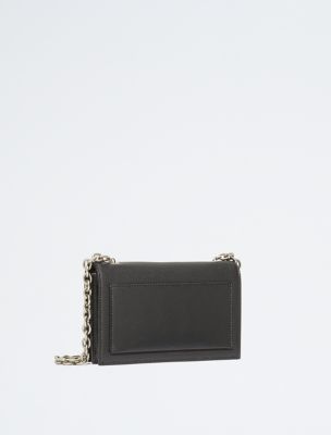 ☆ ☆ Here Black CKJ Minimal Monogram Wallet Chai Minimal Monogram Chain Strap Wallet | Calvin Klein