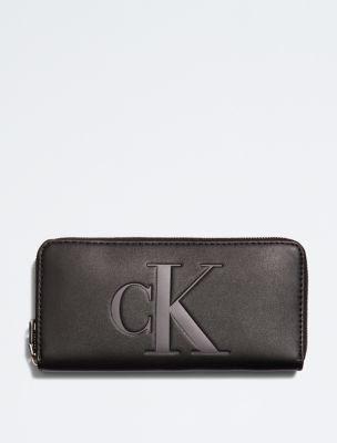 Calvin Klein Women's CK Monogram Logo Shoulder Zip Bag Black