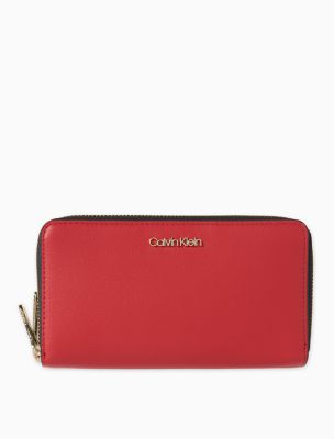 Large Double Zip-Around Wallet, Lipstick Red