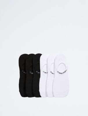 Flat Knit 6-Pack Socks, White/Black