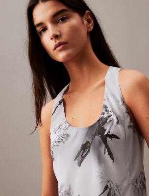 Chiffon Botanic Print T-Back Maxi Dress | Calvin Klein