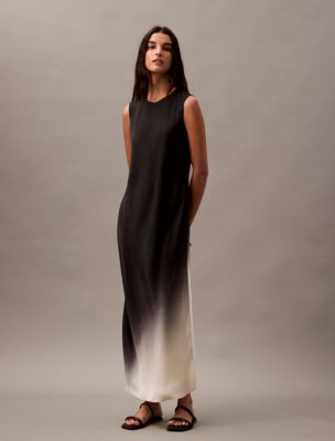 Gradient Maxi Dress, Black / Ivory Ombre