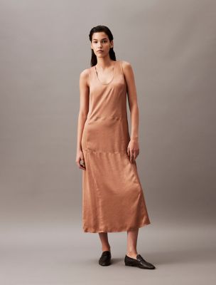 Crushed Satin Maxi Dress, Tea Time