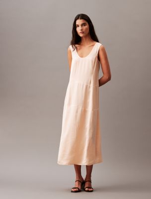 Crushed Satin Maxi Dress, Cream Puff