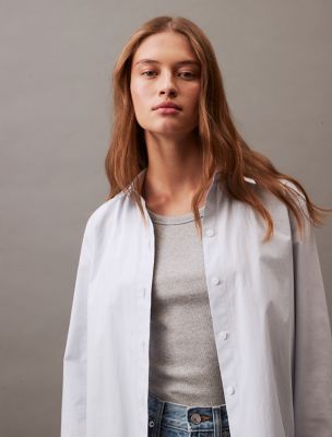 Pure Poplin Stretch Shirt, Arctic Ice