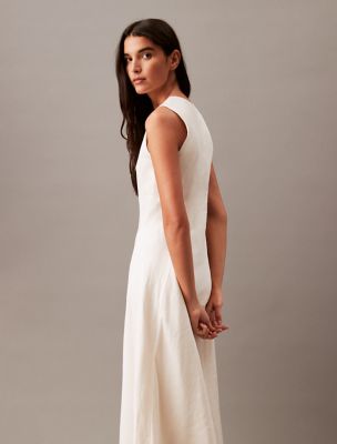 Linen Blend Day Dress | Calvin Klein USA