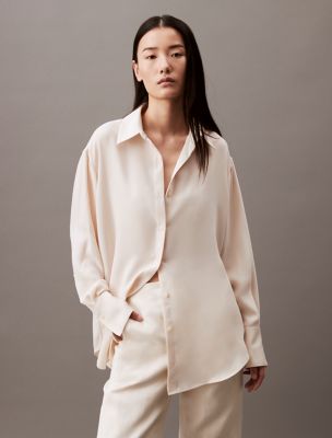 Classic Button-Down Tunic Shirt, Parchment