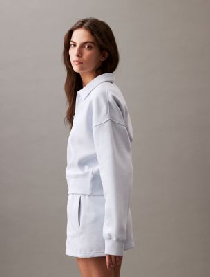 Archive Logo Fleece Quarter Zip Polo Sweatshirt, Arctic Ice
