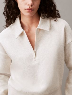 Archive Logo Fleece Quarter Zip Polo Sweatshirt | Calvin Klein