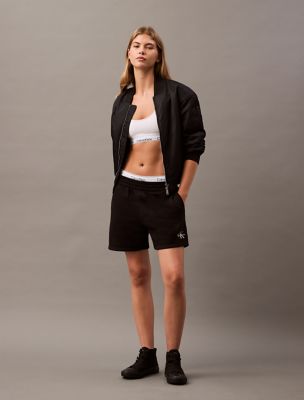 Monogram Logo Fleece Shorts, Black Beauty