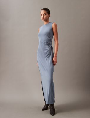 Refined Jersey Gathered Dress, Caspian Sea