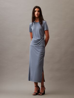 Refined Jersey Midi Skirt, Caspian Sea