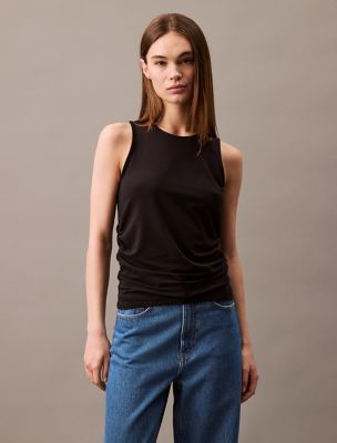 Cotton Jersey Muscle Tank Top, Black Beauty
