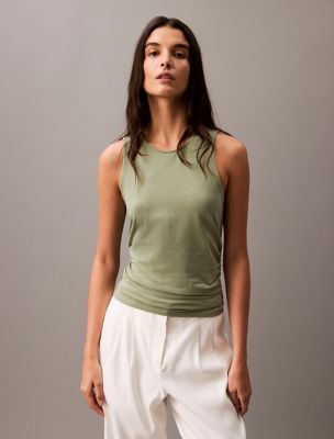 Cotton Jersey Muscle Tank Top, Cabana Green