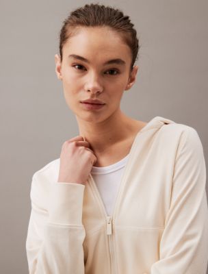 売れ筋商品|||カルバンクライン カットソー トップス レディース Women's French Terry Zip Hoodie White 47A218G_XE1_main
