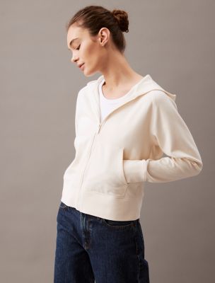 売れ筋商品|||カルバンクライン カットソー トップス レディース Women's French Terry Zip Hoodie White 47A218G_XE1_main