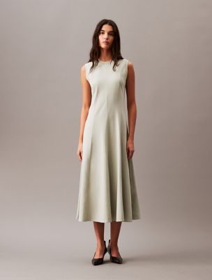 Cotton Jersey A-Line Midi Dress, Desert Sage