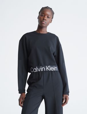 Sport Icon Cropped Crewneck Sweatshirt, Black Beauty