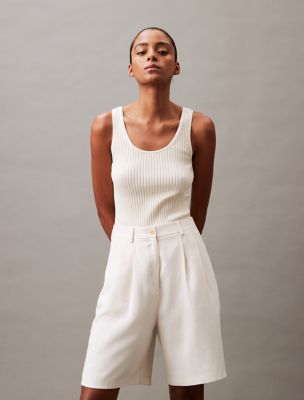 売れ筋商品|||カルバンクライン ニット&セーター アウター レディース Women's Smooth Cotton Rib Sweater Tank Churned Butter Smooth Cotton Rib Sweater Tank | Calvin Klein