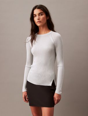 Shine Viscose Crewneck Sweater, Nimbus Cloud