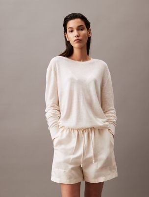 Linen Blend Sweater, Antique White