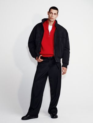 Ribbed 1/4 Zip Sweater, Red