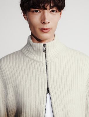 Ribbed Zip Sweater, Chalk