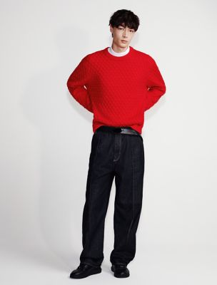 Merino Wool Crewneck Sweater, Red