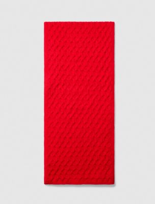 Merino Wool Cable Knit Scarf, Red