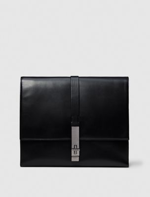 Leather Messenger Bag, Black