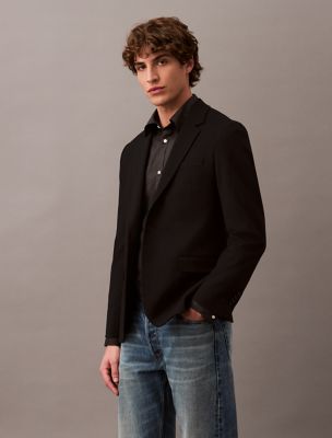 Slim Wool Gabardine Blazer, Black