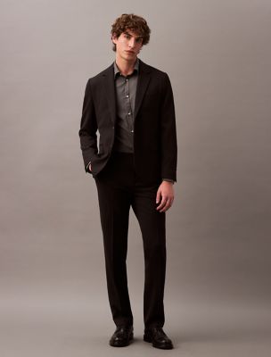 Slim Wool Gabardine Trouser, Charcoal Heather