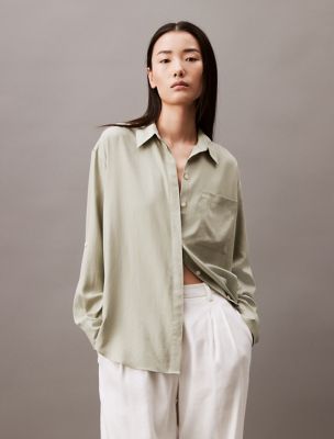 Relaxed Solid Button-Down Shirt, Desert Sage