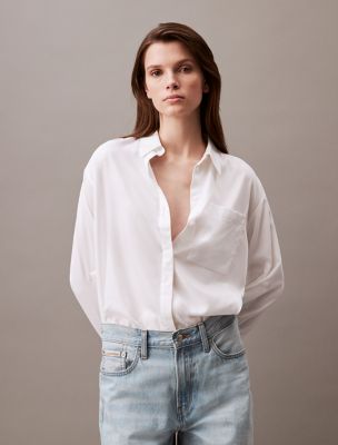 Relaxed Solid Button-Down Shirt, Brilliant White